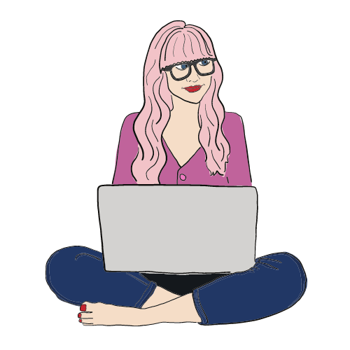 Graphic of the developer, Kayliegh Hill with her laptop